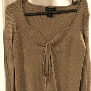 NWOT metallic beige/gold cropped sweater HOUSE OF HARLOW 1960